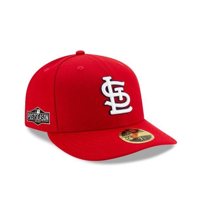 Red St. Louis Cardinals Hat - New Era MLB Postseason Side Patch Low Profile 59FIFTY Fitted Caps USA5468021